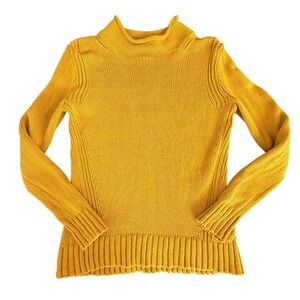 J Crew Always Knit Mock Neck Sweater Womens S Mustard Yellow Cozy Winter Layer